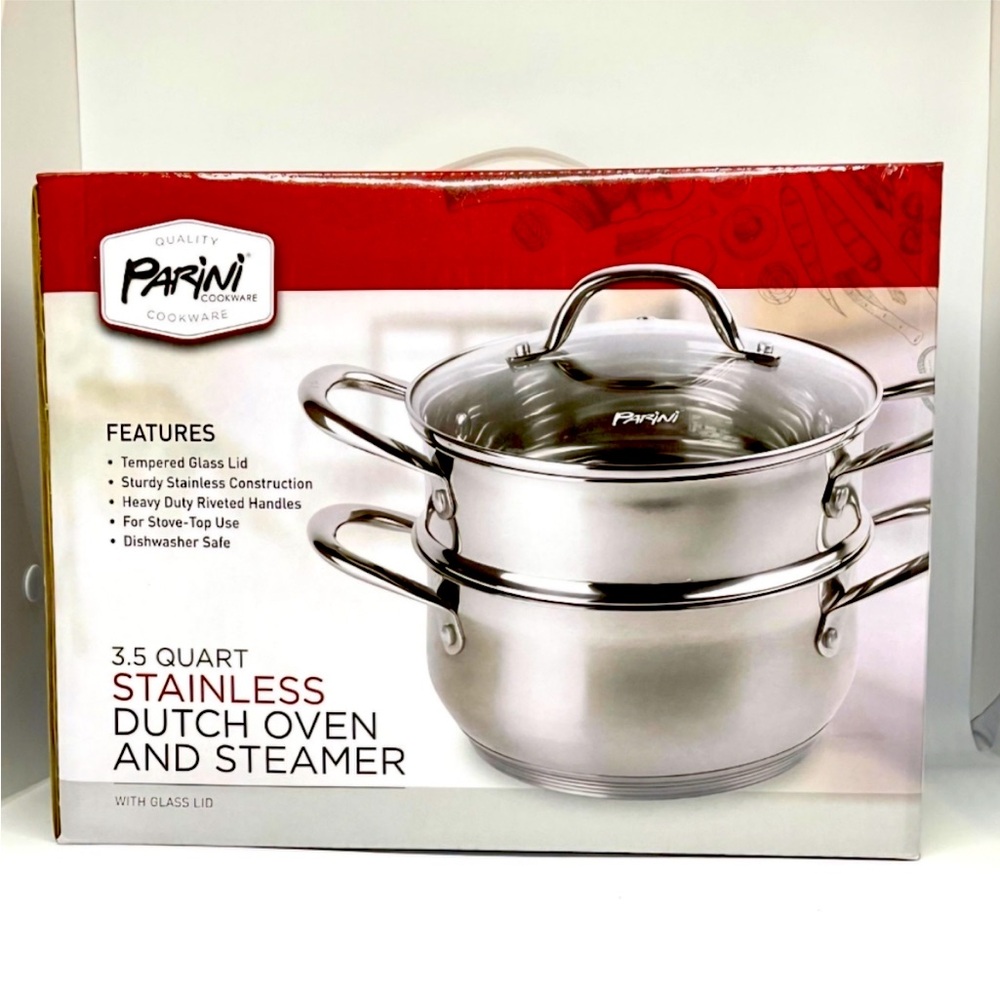 3.5 Qts  Stainless Dutch Oven & Steamer New in Box Cookware 🌻